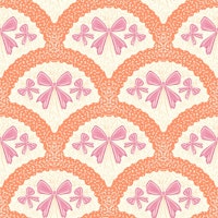 Grandmillennial preppy bows in peach tapete