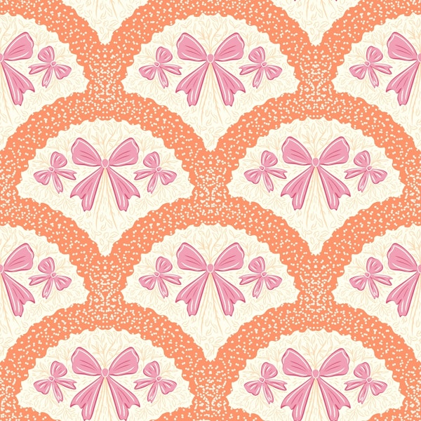 Grandmillennial preppy bows in peach