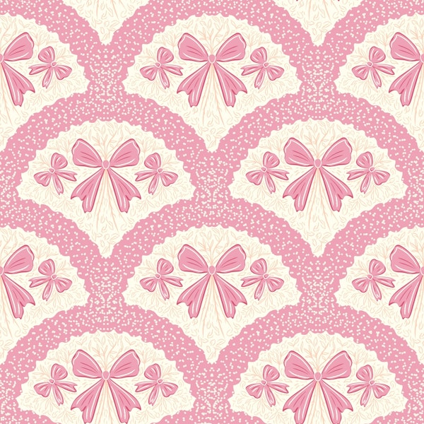 Grandmillennial preppy bows pink