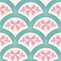 Grandmillennial preppy bows green blue tapete