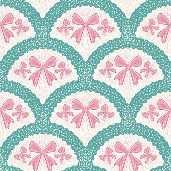 Grandmillennial preppy bows green blue