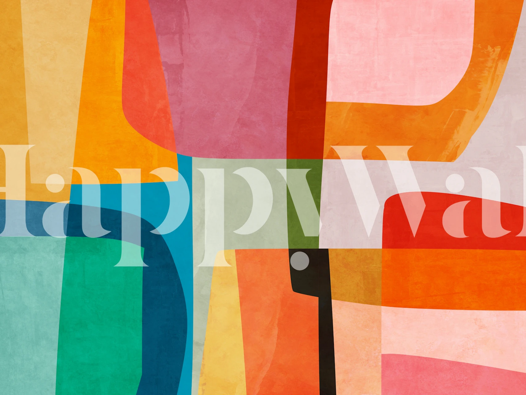 Colorful abstract wallpaper displayed in a room