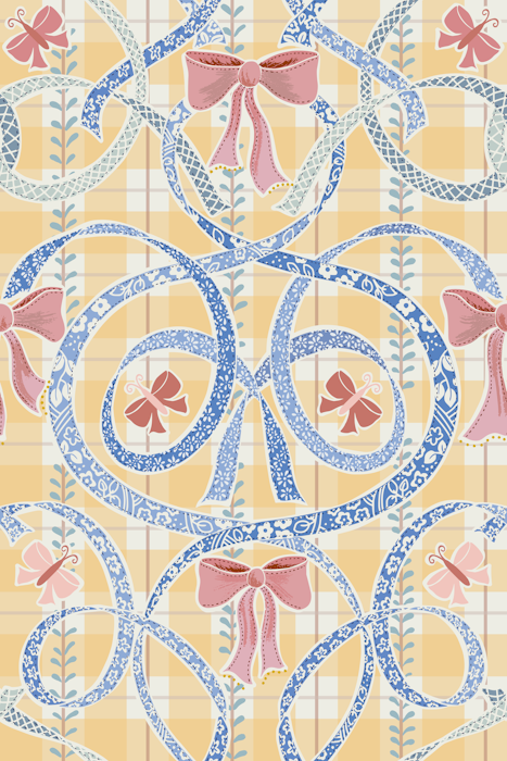 William Morris Ribbons and Bows Sunny Wallpaper