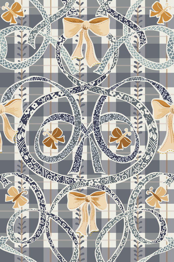 William Morris ribbons and bows neutral