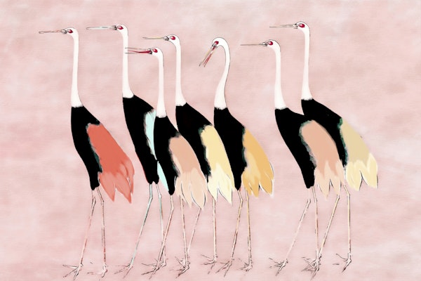 Pastel Japanese Cranes