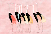 Pastel Japanese Cranes behang