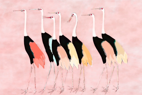 Pastel Japanese Cranes