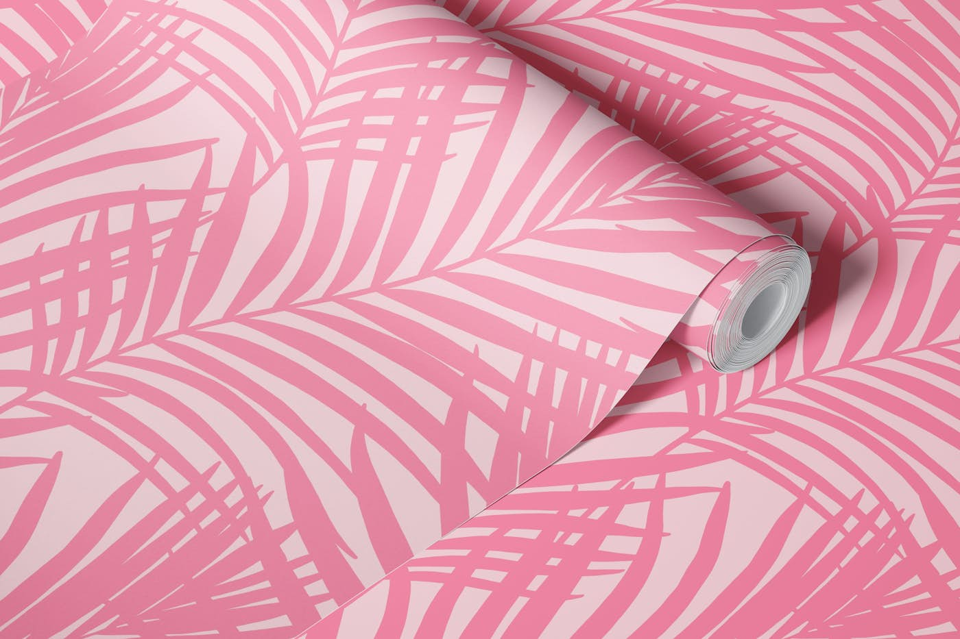 Coastal Palm Leaves - Pinks wallpaper roll