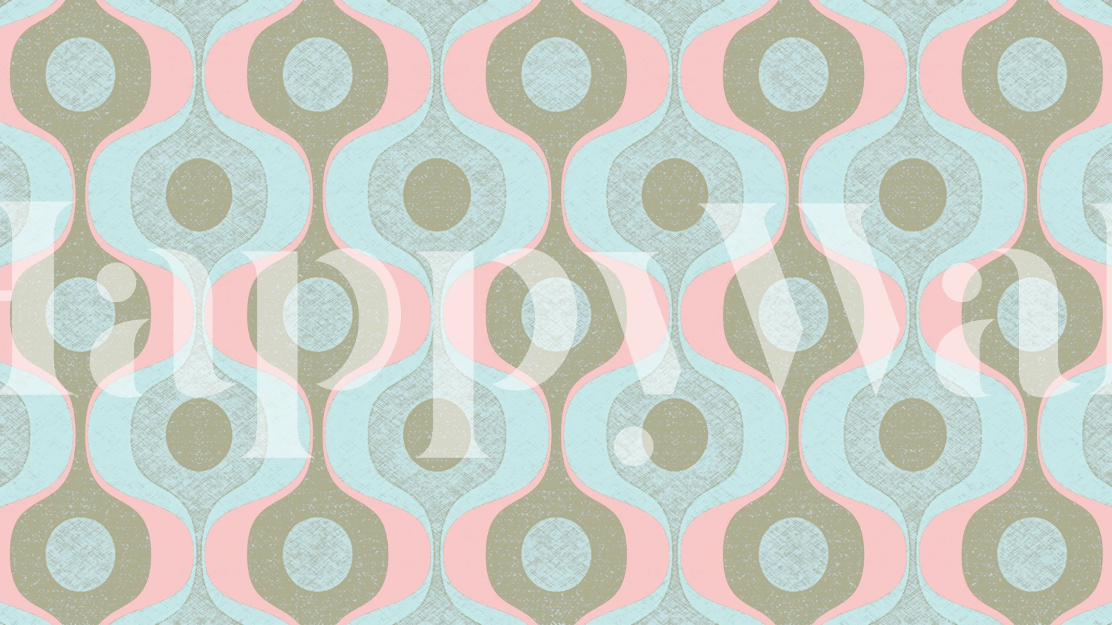 Pastel 70s Groovy Geometry Grunge Waves Tapete in einem Zimmer