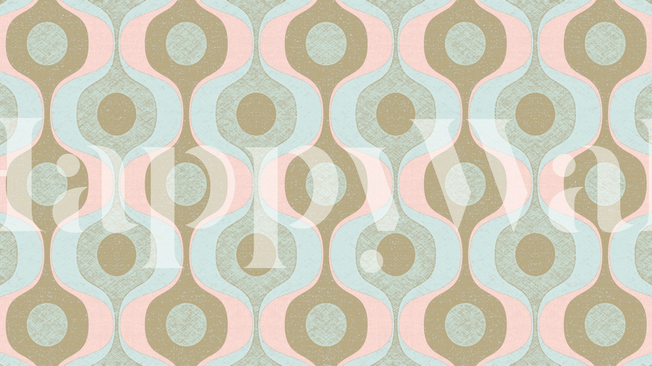 Carta da parati geometrica pastello anni '70 in una stanza