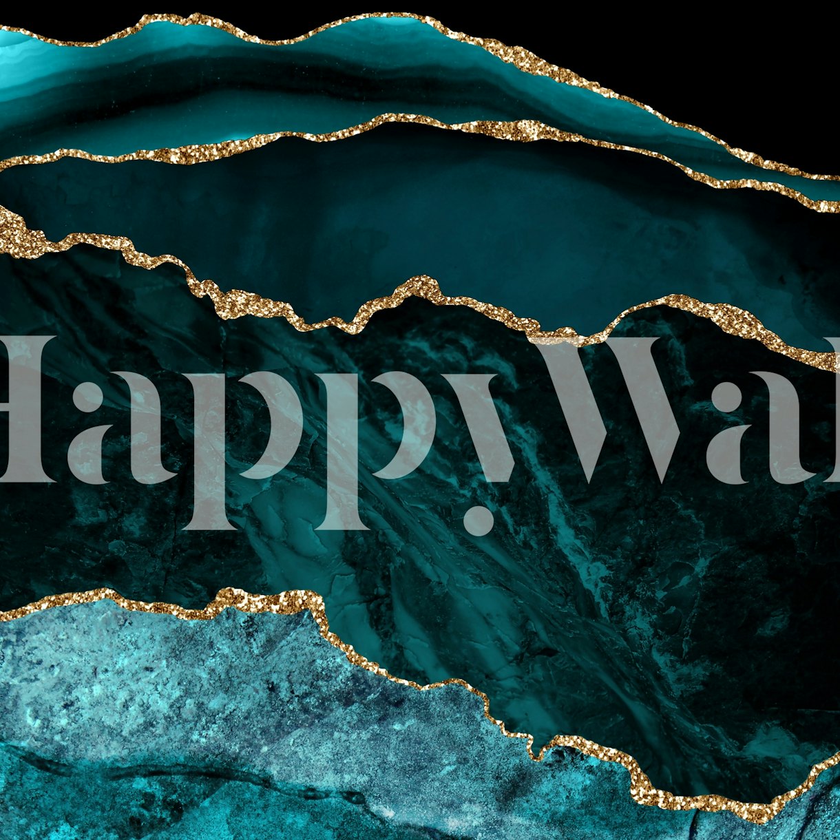 Shop Teal Gold Abstract Marble Wallpaper Online Happywall