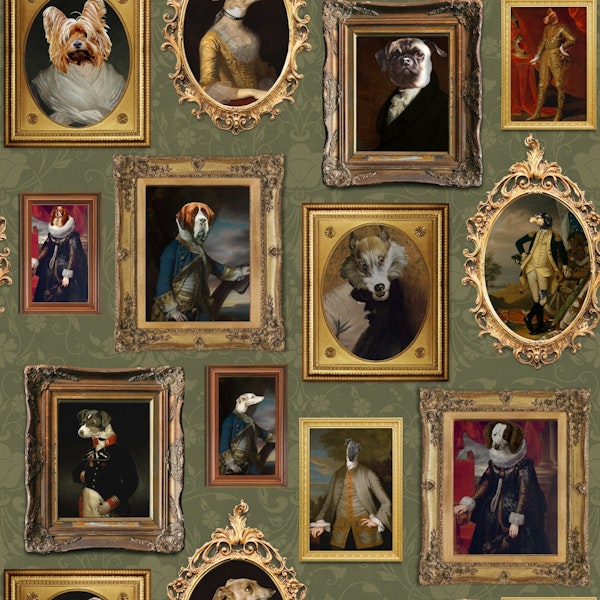 Famous Dogs Museum Wall Green