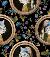 The cat with the pearl earring - black tapete