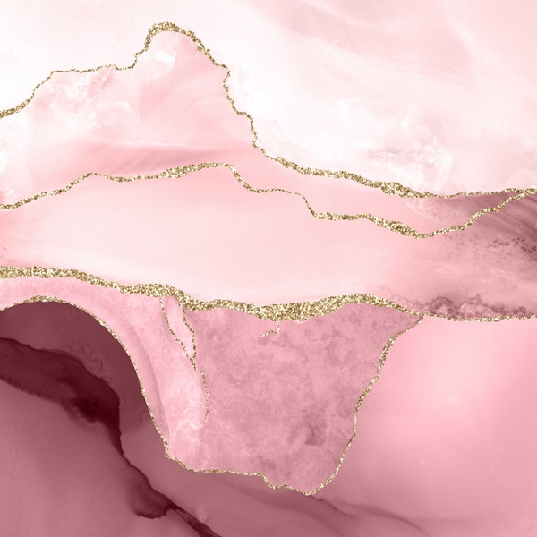 Rose Gold Blush Mermaid Marble