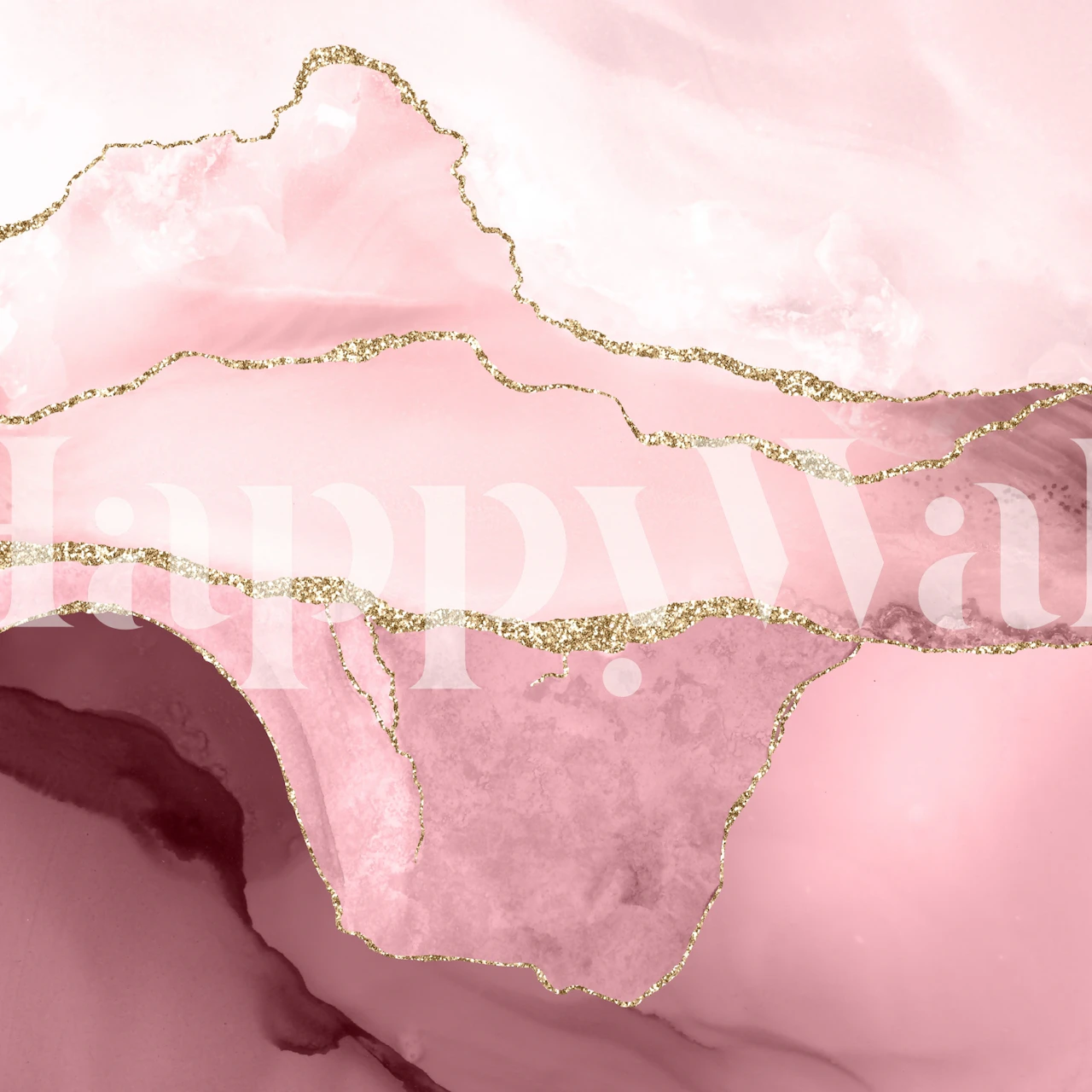 tapeta Rose Gold Blush Mermaid Marble w pokoju