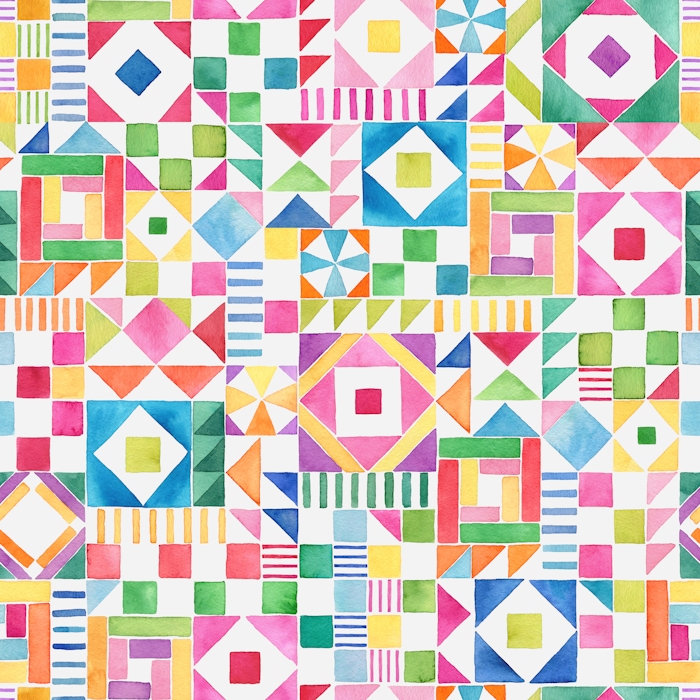 Joyful Geometric Patchwork Wallpaper