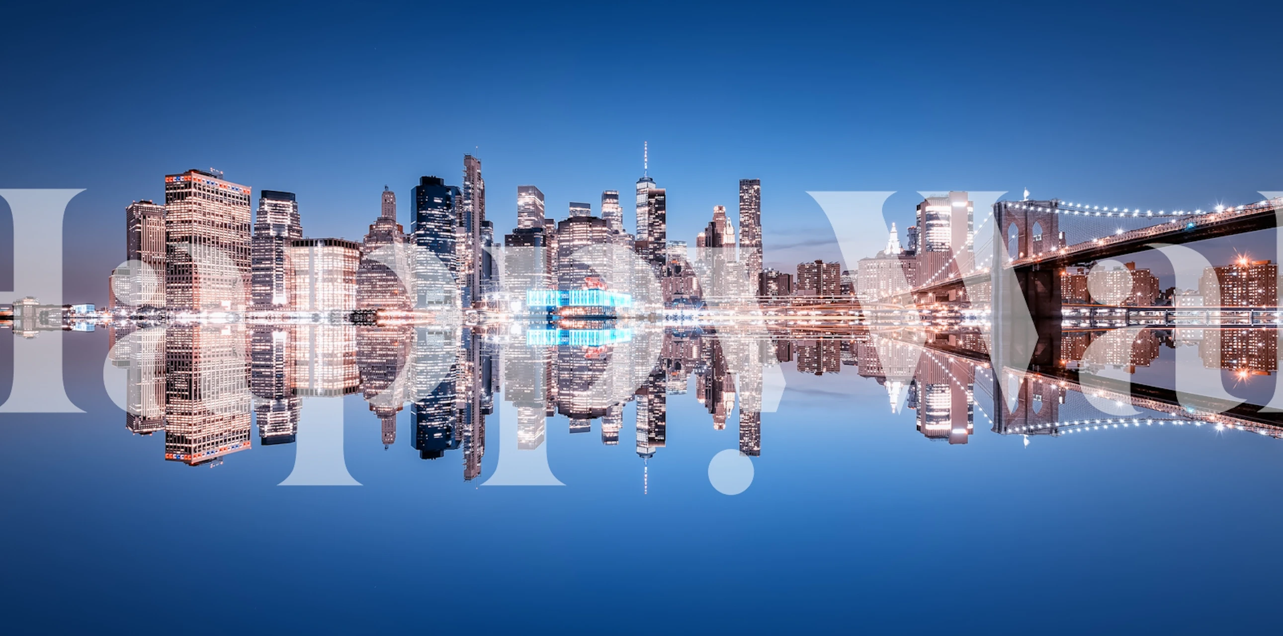 City skyline silhouette at night with blue tones wallpaper