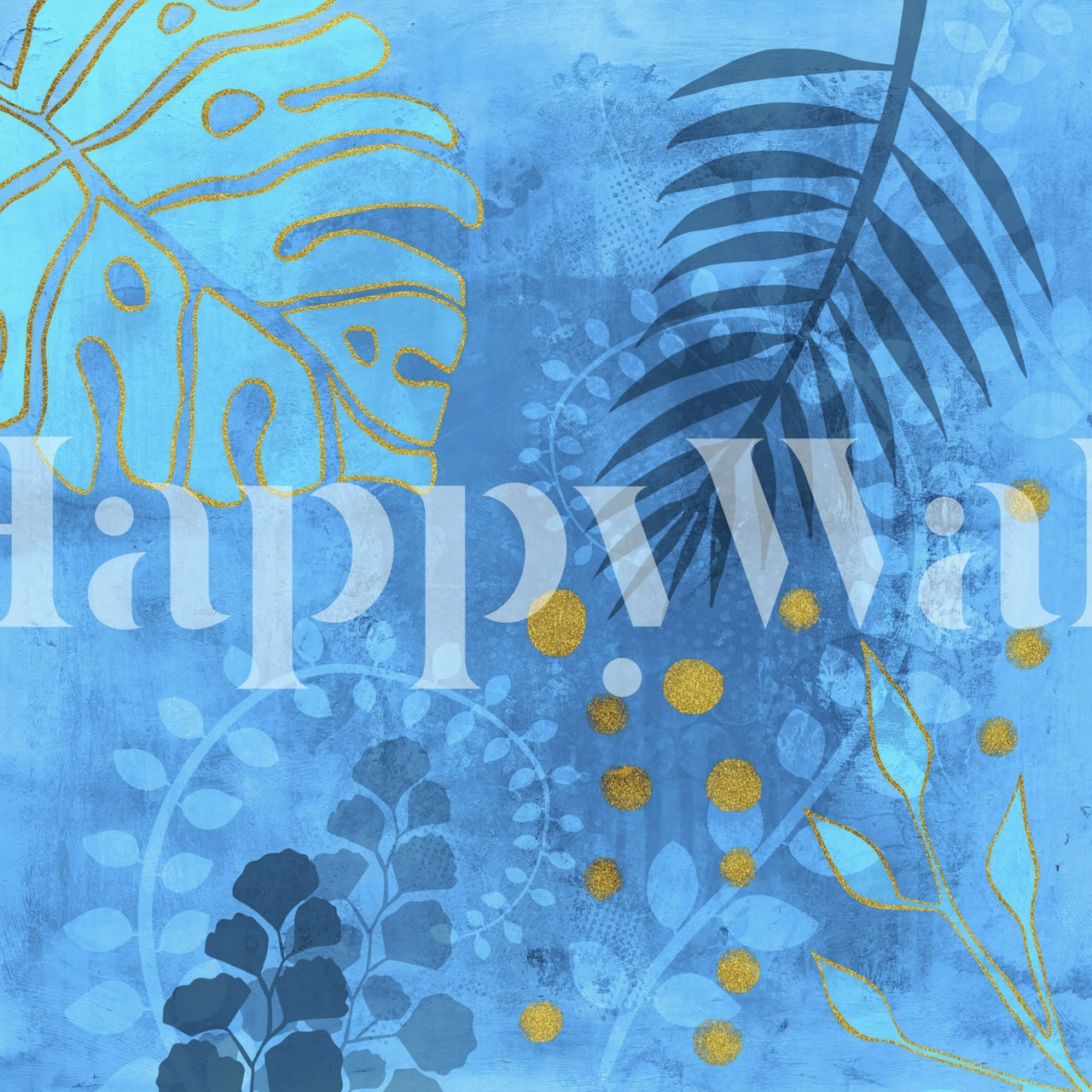 Blue Tropical Jungle wallpaper in a room