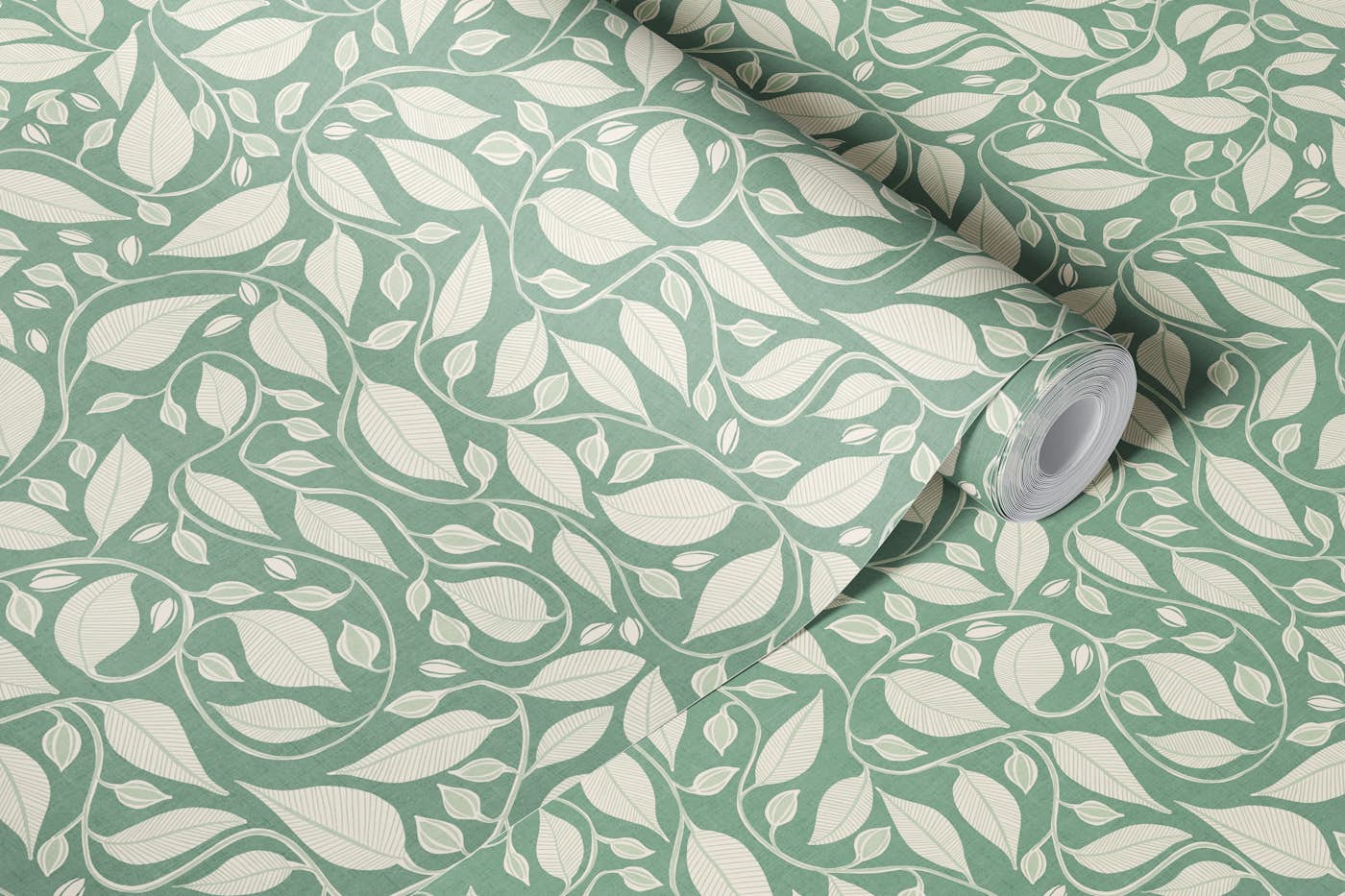 Wandering Vines in Malachite green wallpaper roll