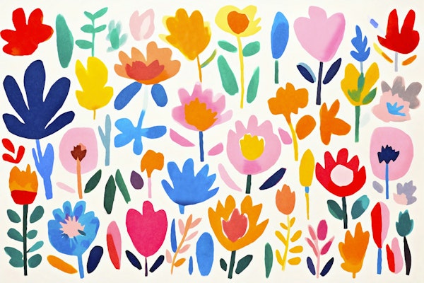 Multicolor Groovy Matisse Flower Garden