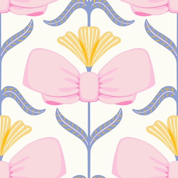 Preppy Flowers with bow bright