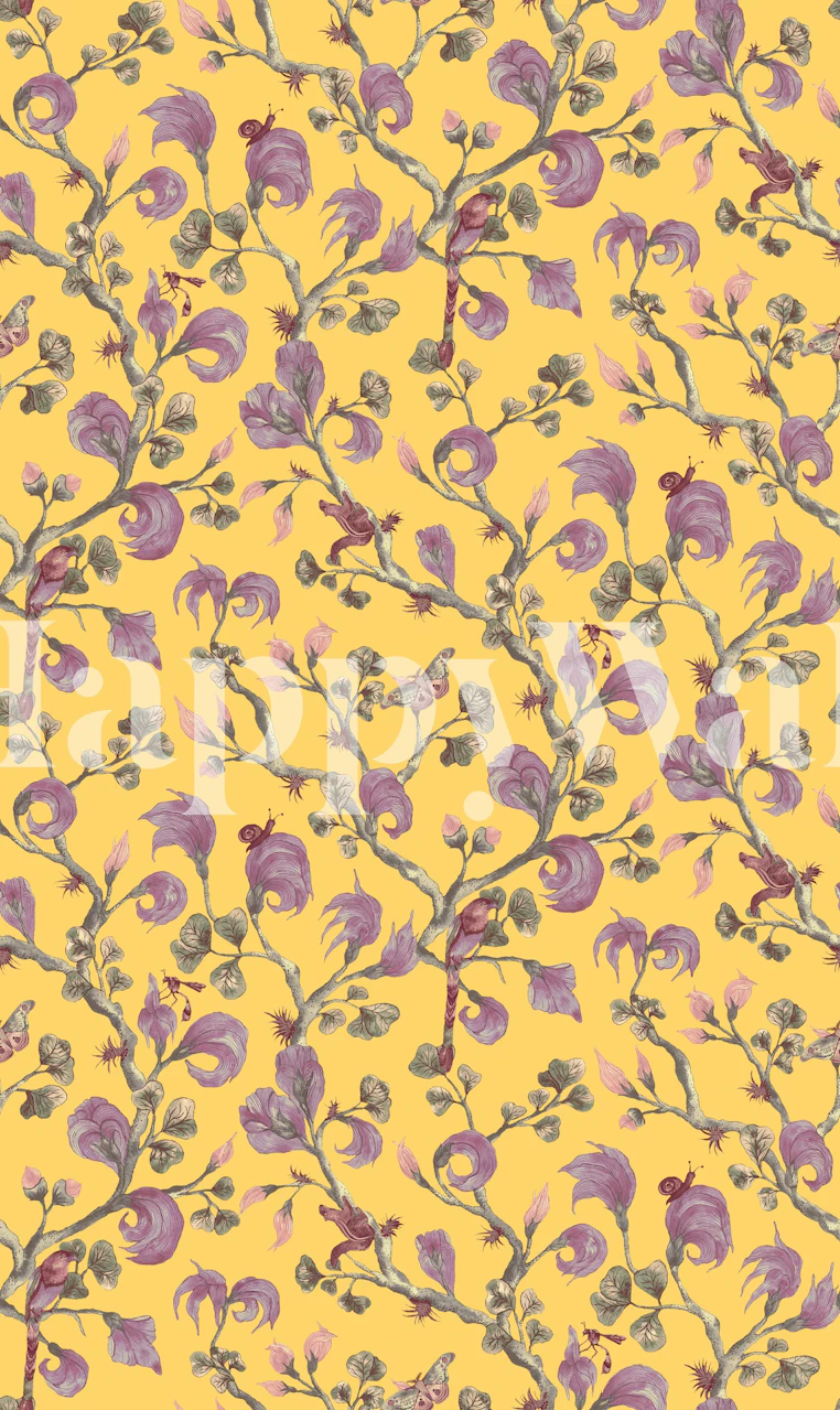 Floral pattern wallpaper in a room setting