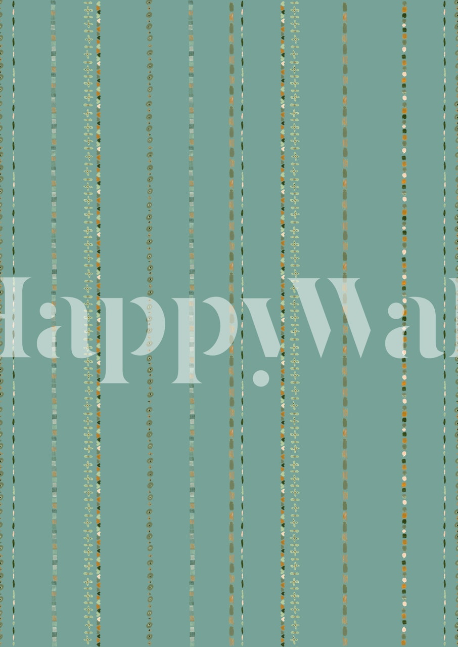 Blue striped wallpaper with gold accents in a modern style