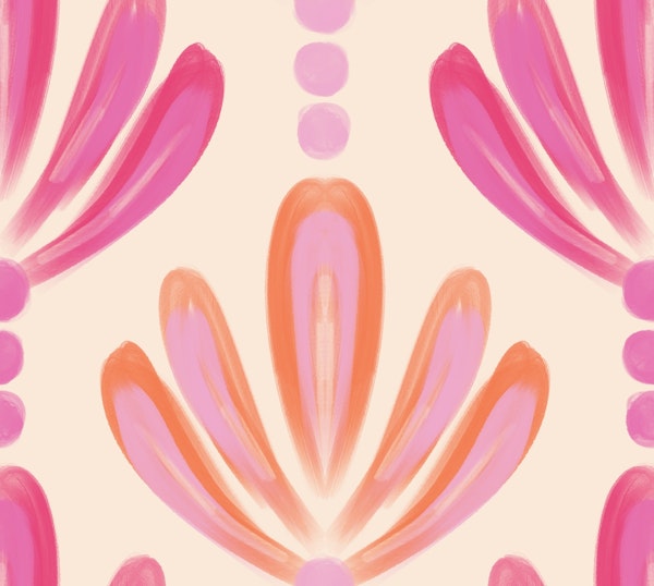Boho Palm Tree Shapes Pink and Orange Geo