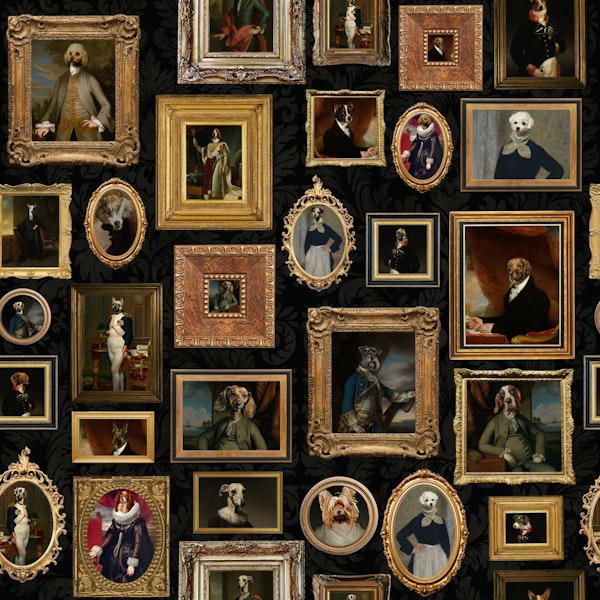Famous Historical Dogs Museum Wall Black
