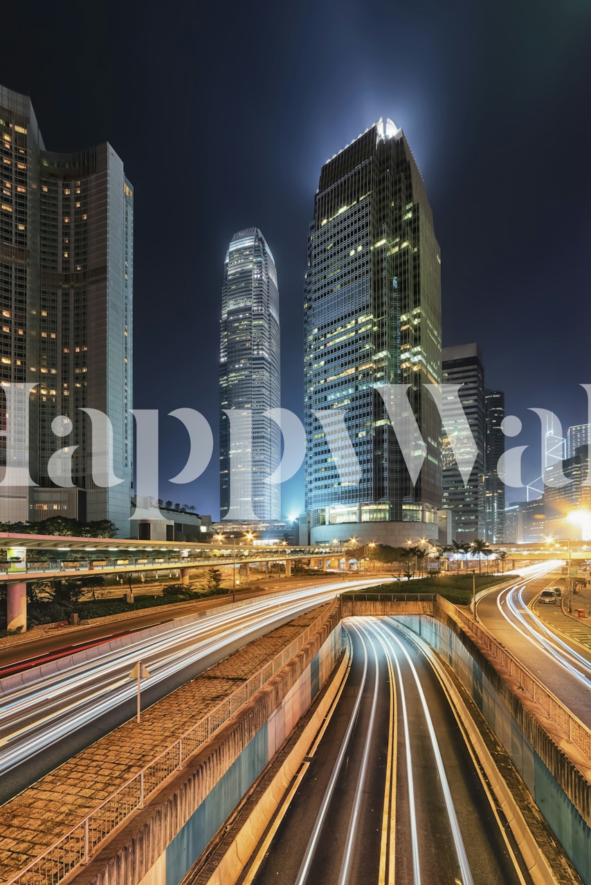 Central District cityscape wallpaper in a room