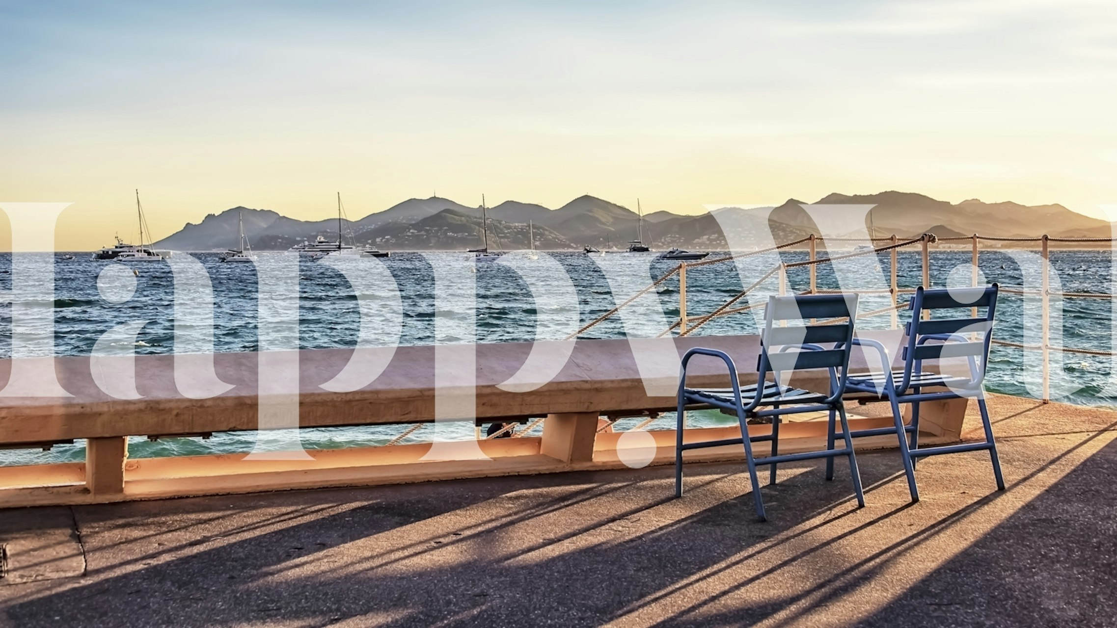 Coastal landscape with blue sea and mountains wallpaper