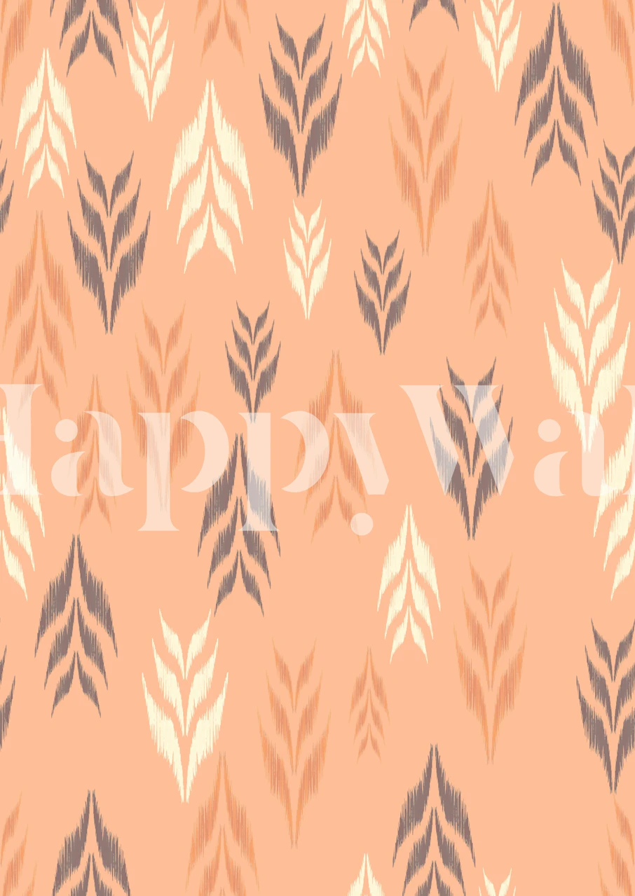 Ikat - Leaves 3 tapet i ett rum