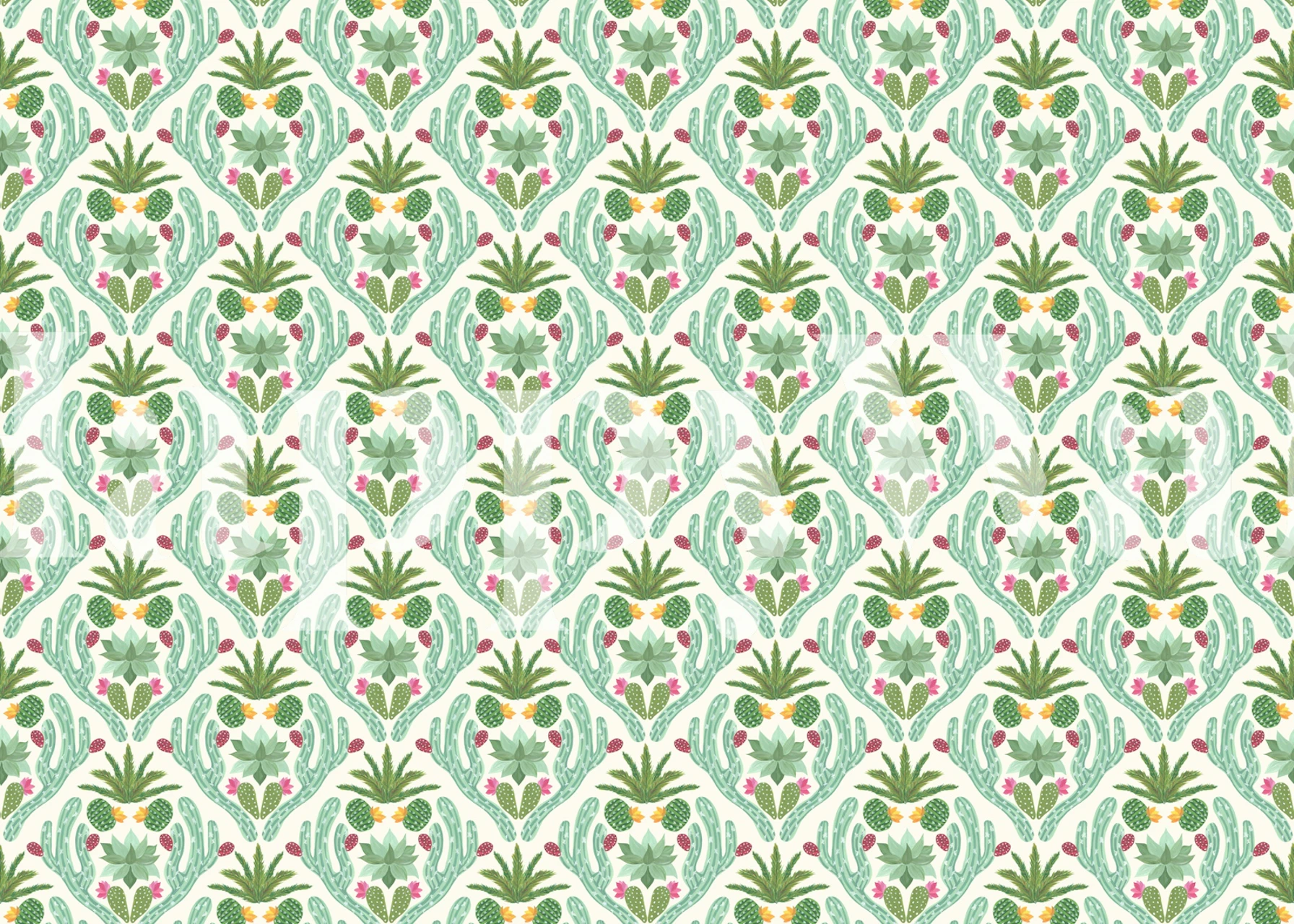 Cactus oasis wallpaper in a modern interior