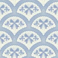 Grandmillennial preppy bows neutral blue tapete