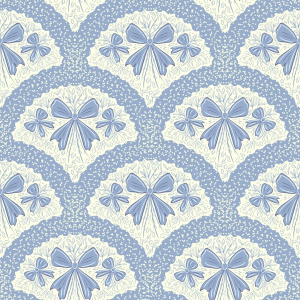 Grandmillennial preppy bows neutral blue