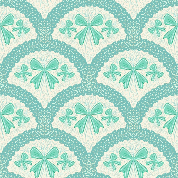 Grandmillennial preppy bows in teal