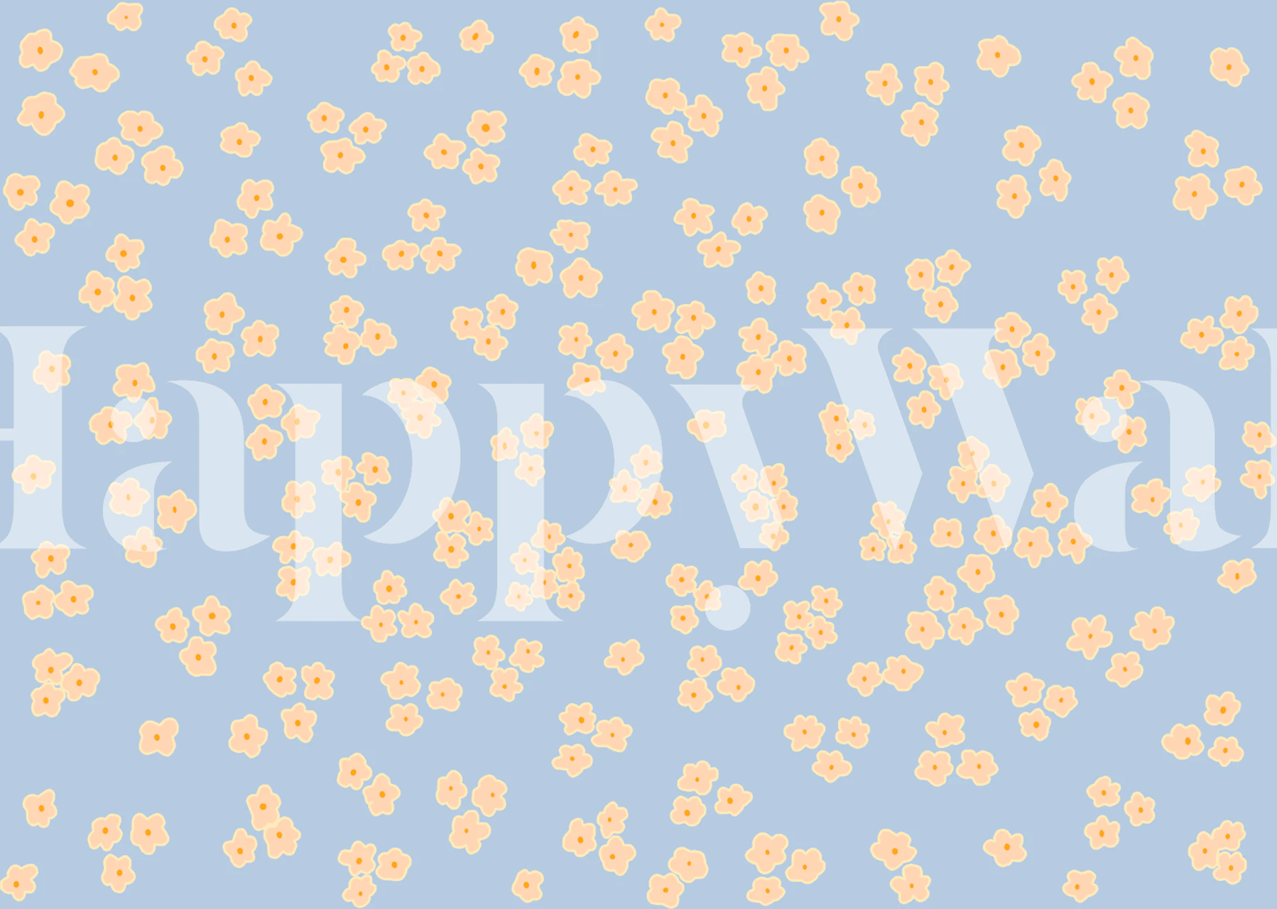 Tiny Daisy Happy Blue Papel Pintado En Una Habitación