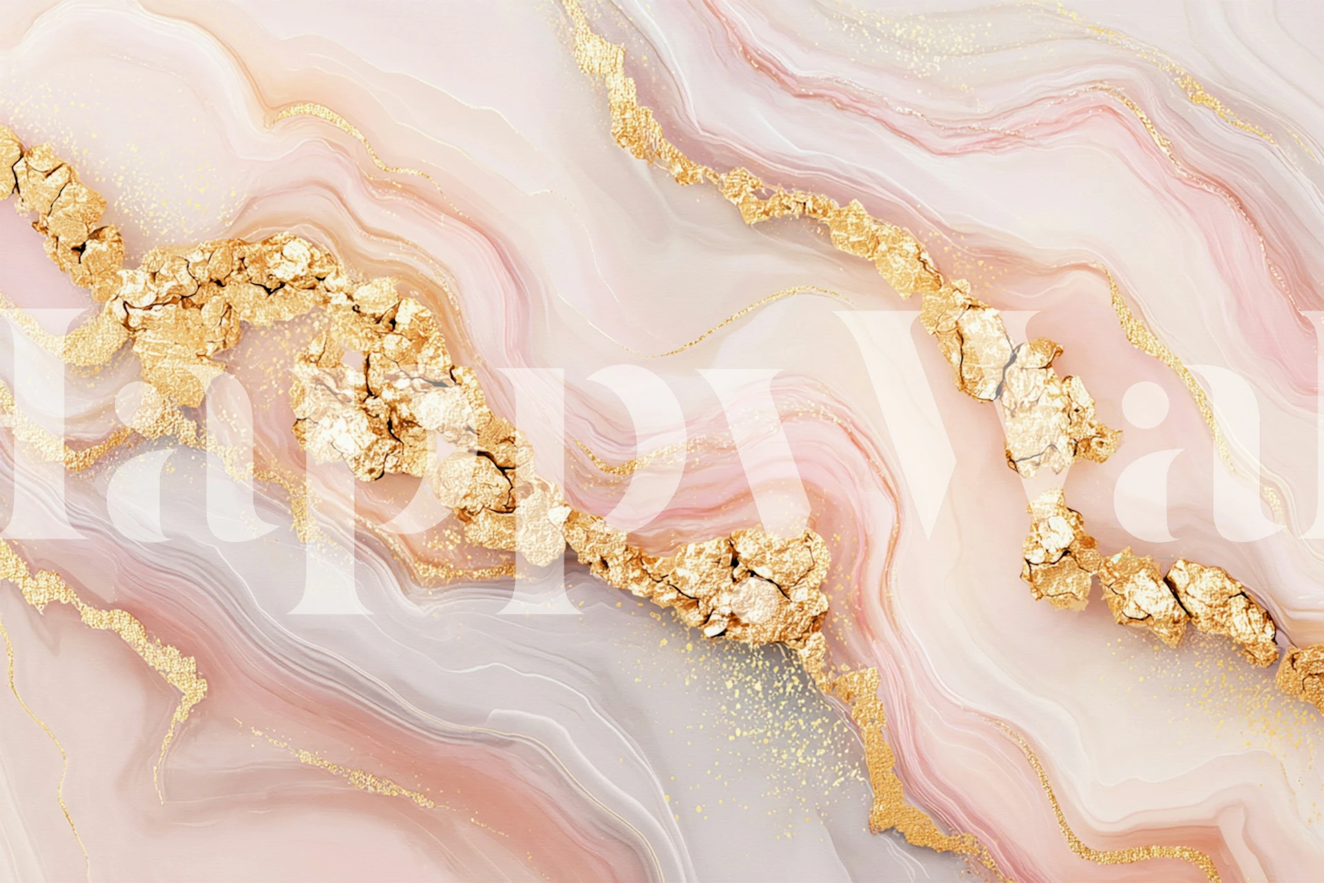 Blush pink and gold marble pattern wallpaper