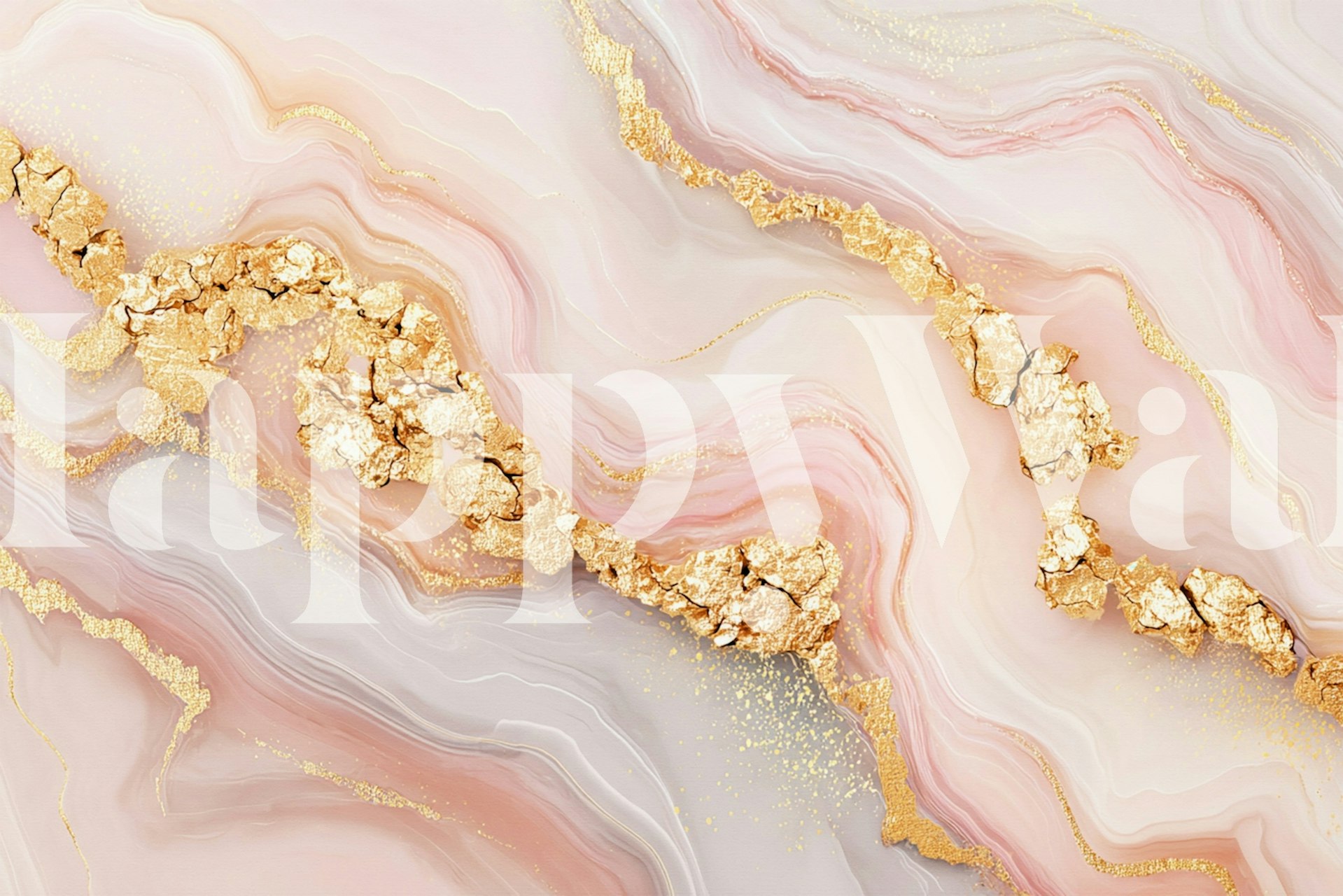 Blush pink and gold marble pattern wallpaper