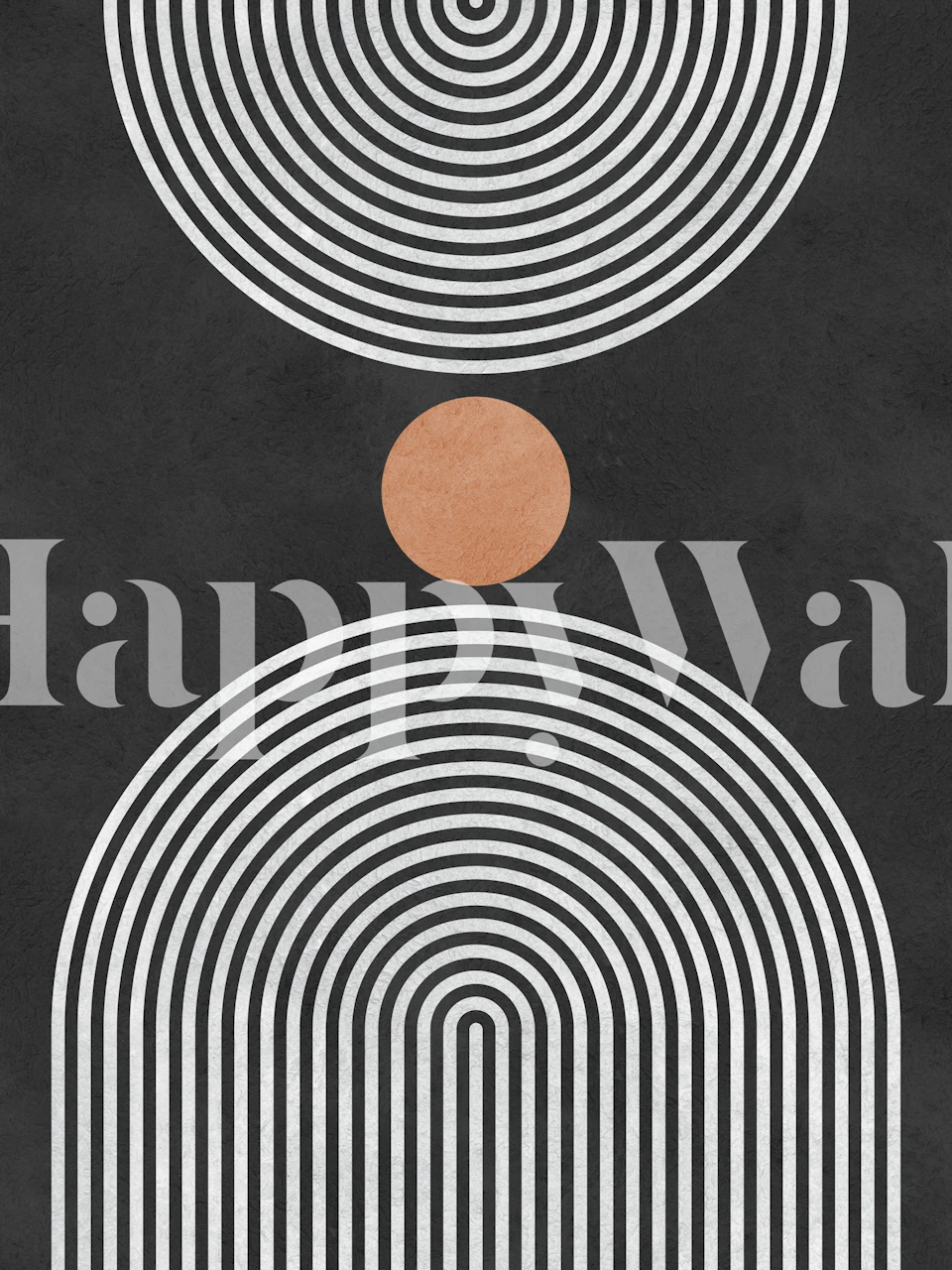 White lines and circles wallpaper in a room