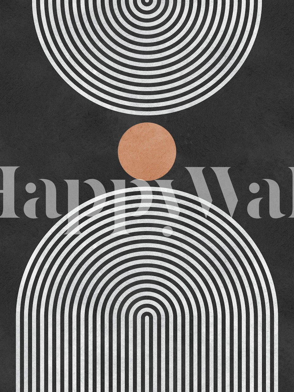 Behang White lines and circles in een kamer