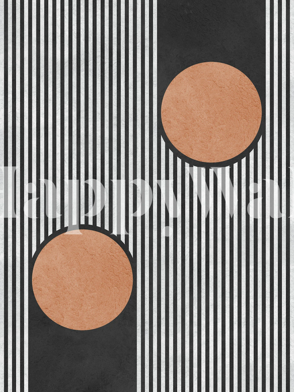 Wallpaper with white lines and circles in a room