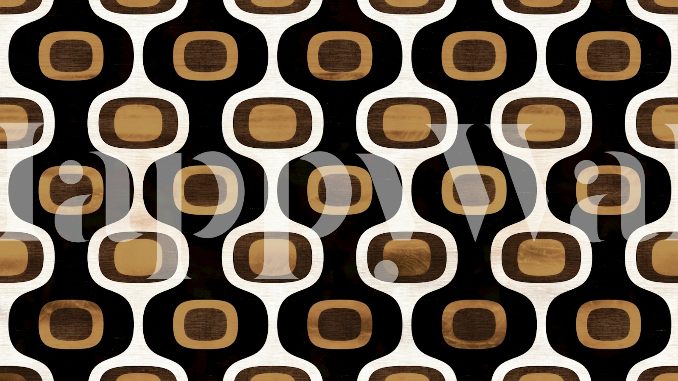 Retro geometric patterns in black and brown wallpaper