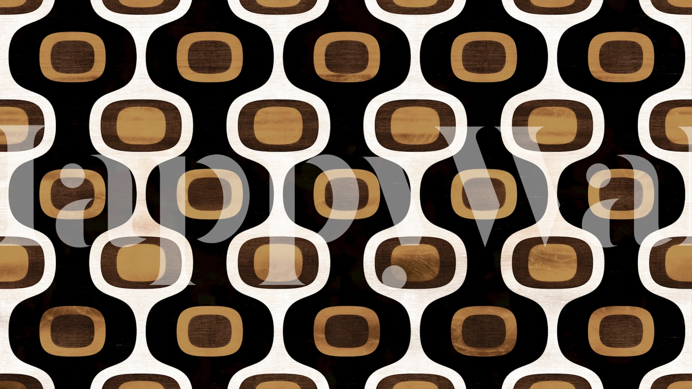 Retro geometric patterns in black and brown wallpaper