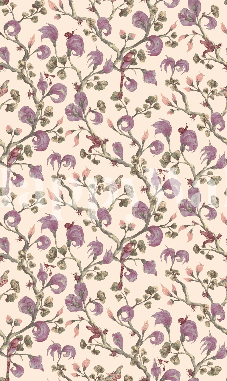 Papier Peint Floral Palash Dans Un Cadre De Pièce.