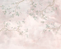 Soft Chinoiserie Rose Beige Cotton Candy tapete