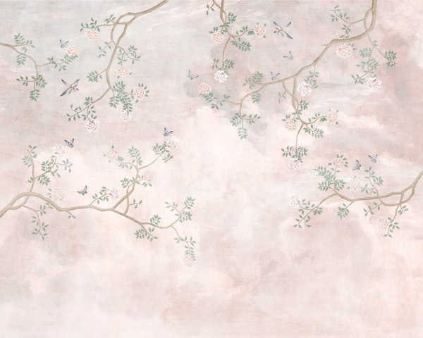 Soft Chinoiserie Rose Beige Cotton Candy