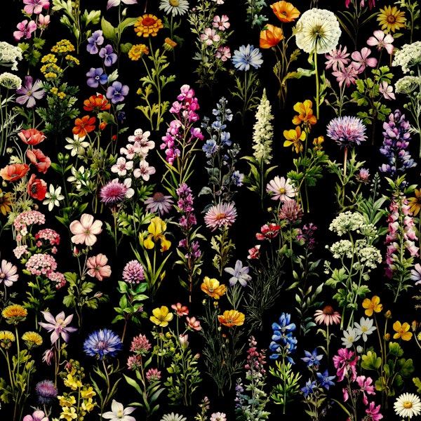 Wildflowers wallpaper on black
