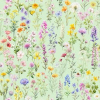 Wildflowers wallpaper on green ταπετσαρία