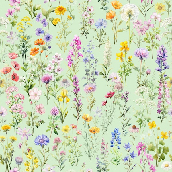Wildflowers wallpaper on green